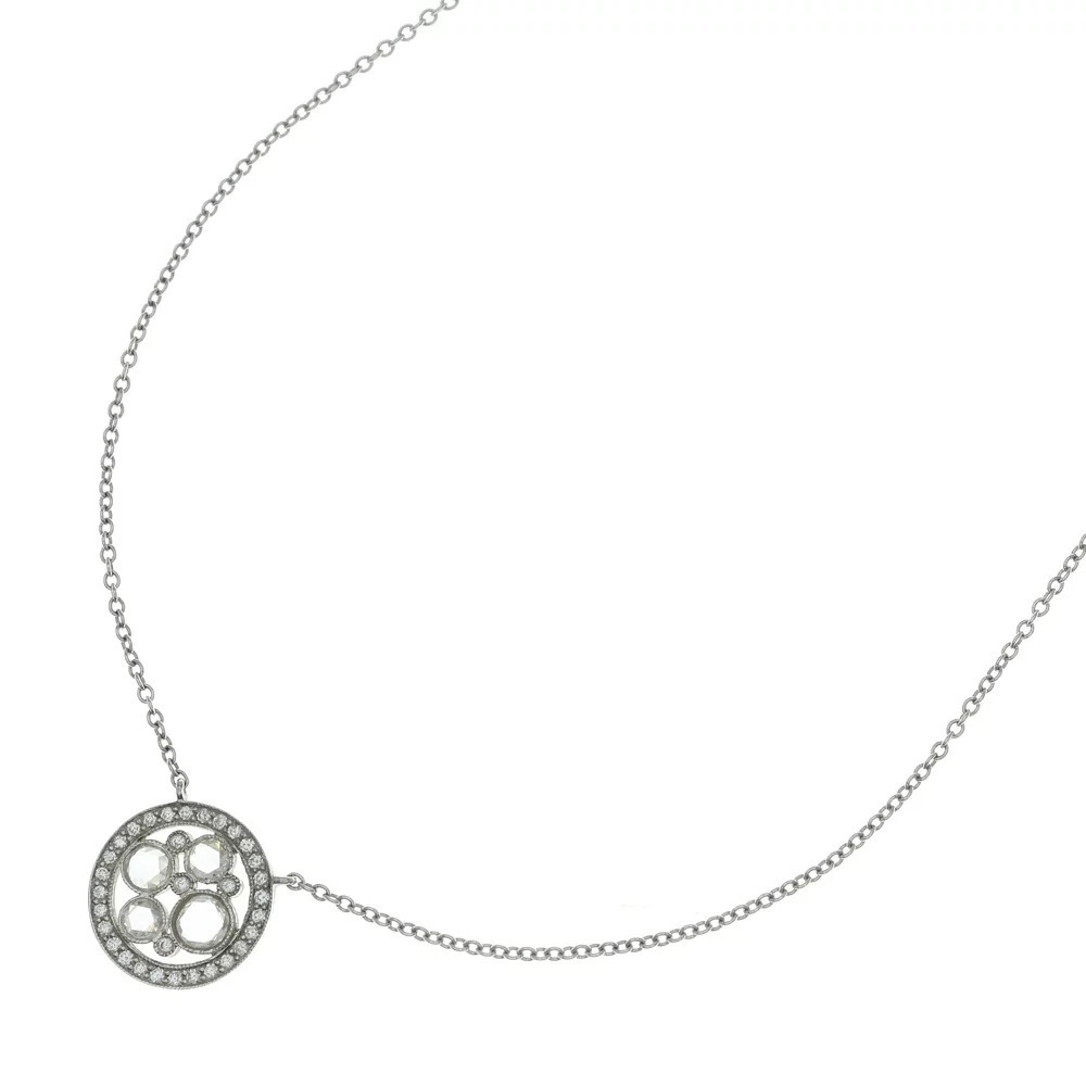 TIFFANY Co Cobblestone Diamond Necklace Pendant Chain Platinum